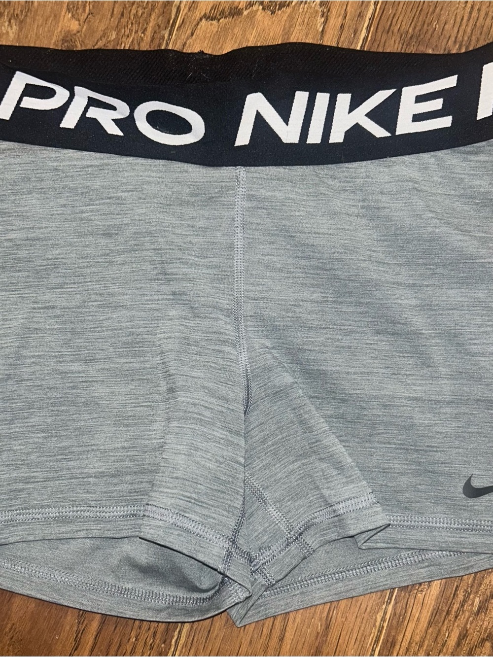 Nike Light Gray Pro Compression Shorts with Black Waistband